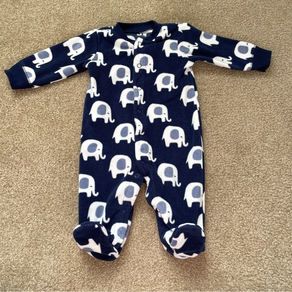 Carter’s Elephant Fleece Snap Footies 3 Months
